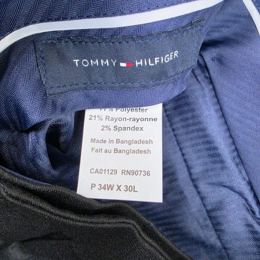 Tommy Hilfiger Dress Pants Men's 34x30 Black Stretch Flat Front NWT Redmond